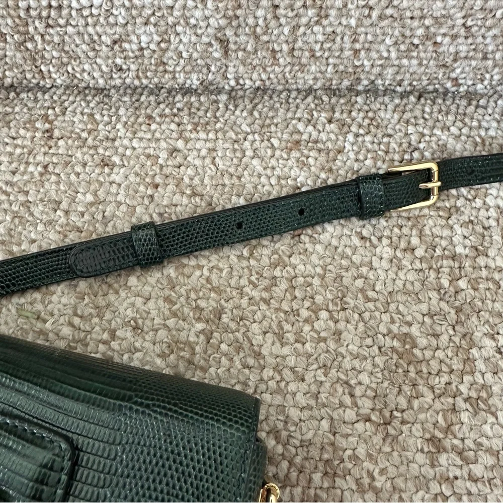Dolce & Gabbana Forest Green Lizard Embossed Leather DG Millennials Shoulder Bag
